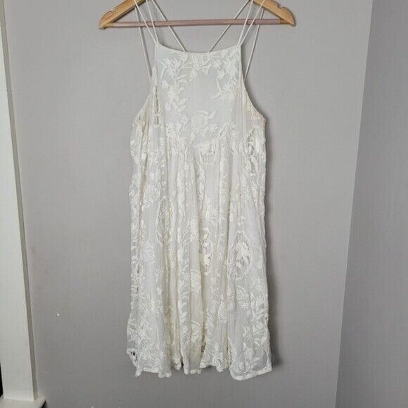 Little White Lies Hollie Lace White Dress Strappy Swing Sundress Open Back Small - Picture 1 of 4